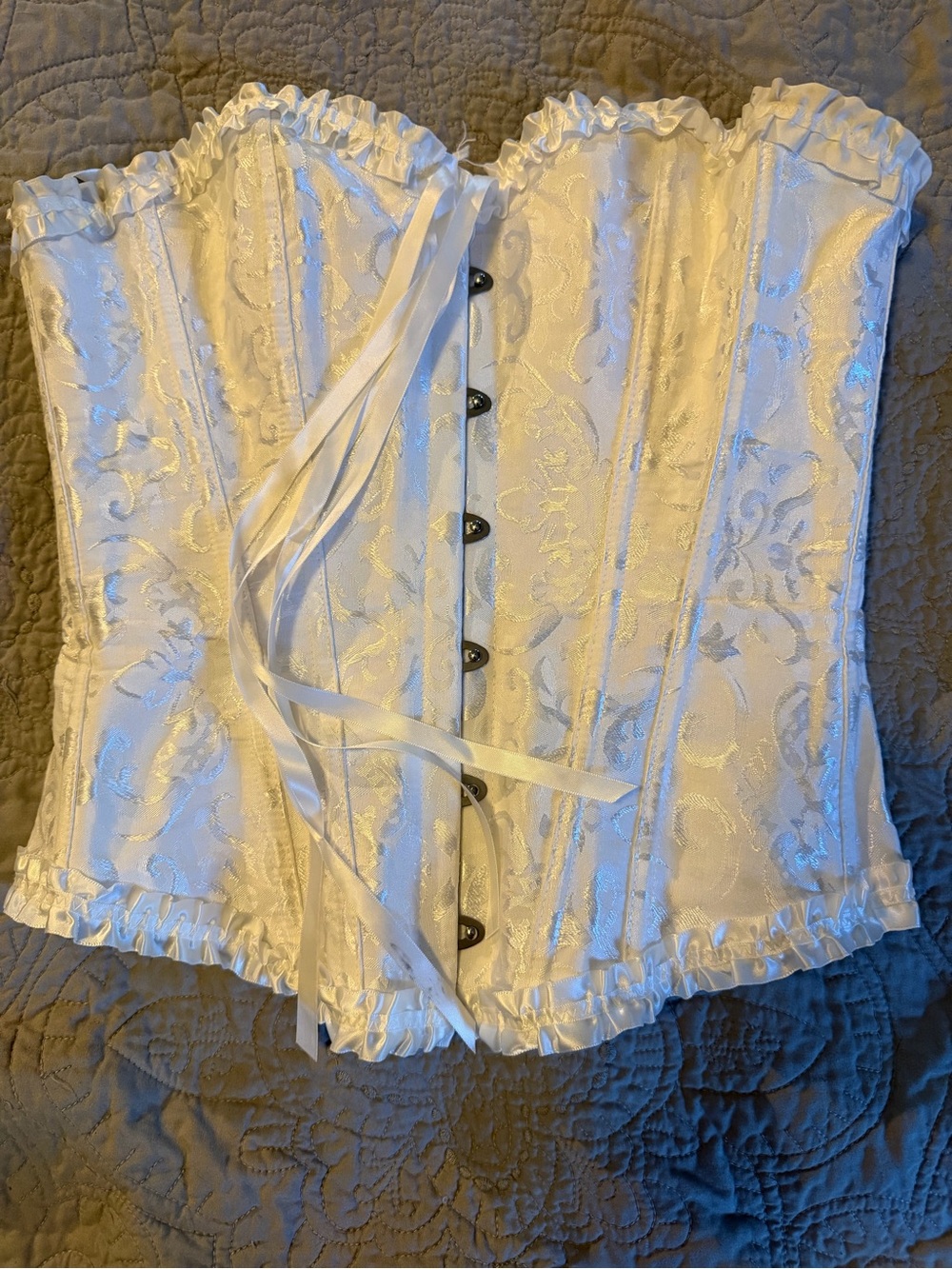 Women's White metal grommet corset - Lightweight Polyester Blend
